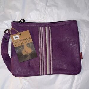 bungalow 360 Purple Vegan Wristlet Clutch with Striped Accent